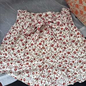 Hollister Red Floral High Waist Women's Shorts